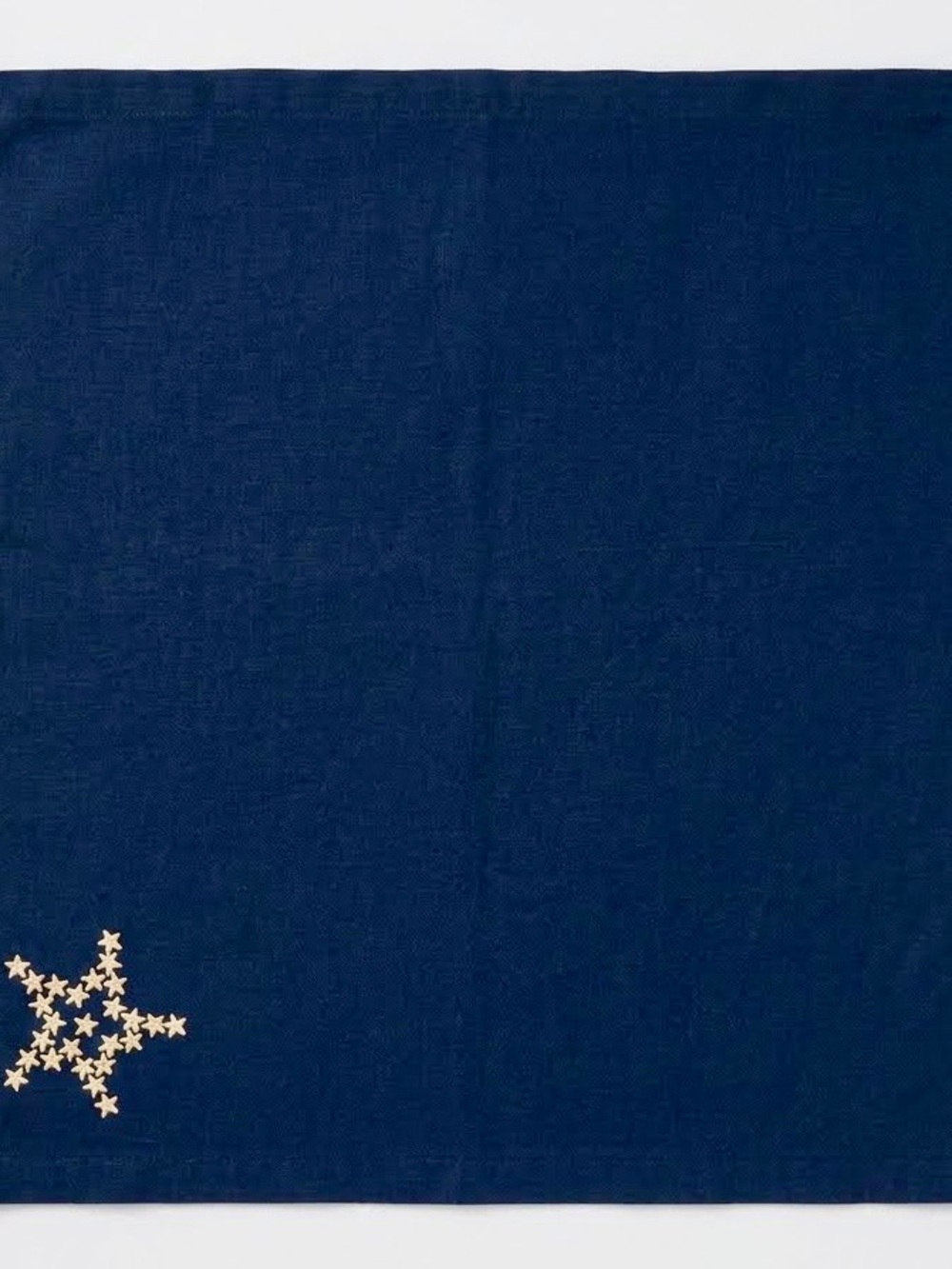 Americana Embroidered Cotton Napkin – 19×20 Blue/Cream Star – Gently Used